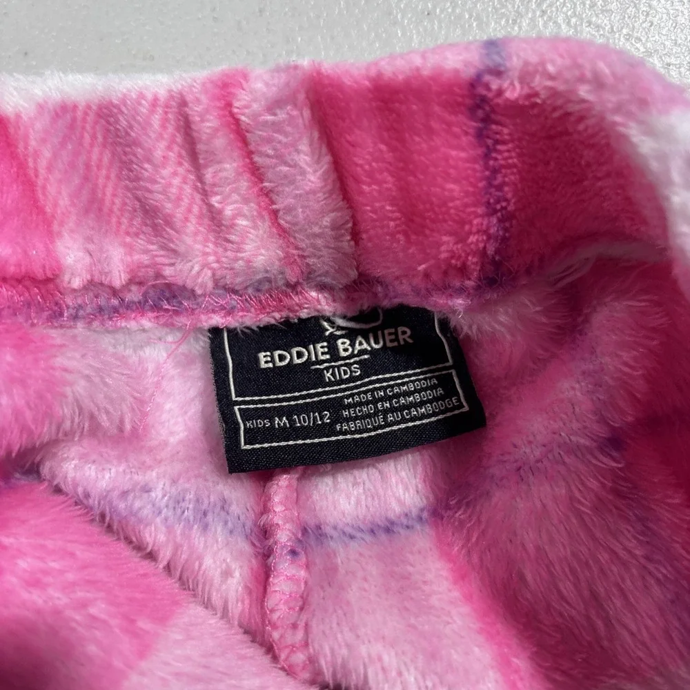 Eddie Bauer Set of 2 Pajama Shirt Pants Girls Kids M Pink White Lounge